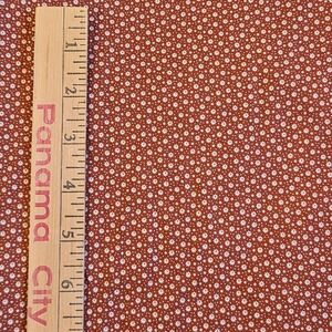 Vtg Brown Cotton Fabric Ditsy White Stars‎  42" x 3.5 yds Cottage Prarie Country